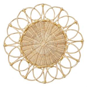 Plateau en rotin tissé de style bohème, fait main, en fibres naturelles, plateau décoratif, décoration artisanale haut de gamme pour la maison - Product Image 1