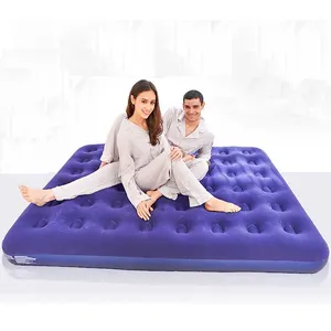 Großhandel verbreiterte klappbare Beflockung PVC-Luftbett Queen-Size-aufblasbare Matratze