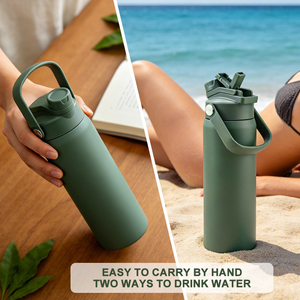 Botella de Agua de Acero Inoxidable con Aislamiento al Vacío de 24oz, con Tapa Antipolvo y Pajita, para Viajes en Auto, Venta al Por Mayor OEM - Product Image 4