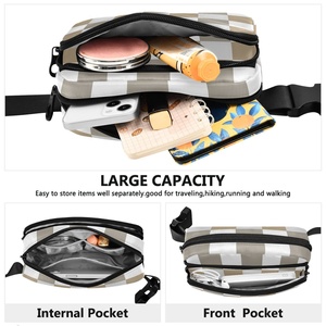 Sac banane de sport imperméable en nylon à motif à carreaux personnalisé avec fermeture éclair et bandoulière réglable pour activités de plein air - Product Image 3