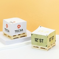 Bloc-notes adhésifs personnalisés promotionnels 3x3 sur palette en bois, blocs de notes autocollantes en papier, cubes carrés