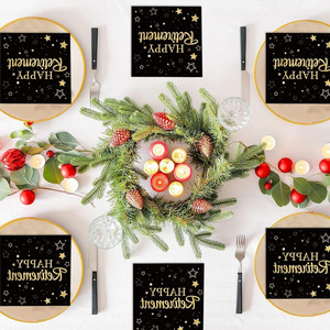Servilletas de Papel Desechables de 2 Capas, Color Negro y Dorado, para Decoración de Fiestas de Jubilación, Cenas de <span class=keywords><strong>Despedida</strong></span> - Product Image 6