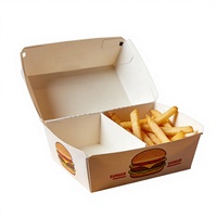 Boîte à lunch jetable biodégradable personnalisée pour restaurant, avec gaufrage, pour hamburgers et frites éco-responsables