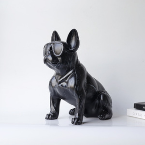 Polyresin Decoratief Hondenbeeld Met Bril Kunstmatige Stijl Huis Kerstdecoratie - Product Image 3