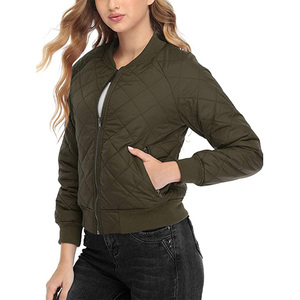 High Quality Women's Quilted <b>Long</b> Sleeve Zip-Up Raglan Bomber <b>Jacket</b> Pockets Breathable Winter <b>Jacket</b> OEM Customizable Bulk - Product Image 4