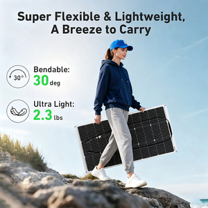 Panneaux solaires flexibles ALECTER APH-P82 noirs 100W en silicium monocristallin, efficacité 23%, 12V pour système solaire domestique, bateau APH-P82 B - Product Image 6