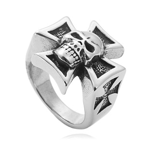 Men's Stainless Steel <b>Skull</b> Cross <b>Ring</b> Punk Style Fashion Jewelry Gift 27067 - Product Image 1