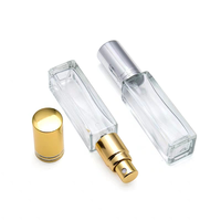 Flacon de parfum en verre carré de 10 ml et 5 ml, atomiseur, bouchon en aluminium, emballage cosmétique, flacon de parfum vide transparent, flacon de parfum givré, vaporisateur fin