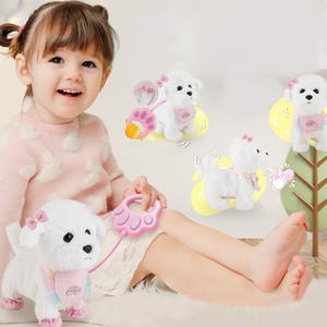 Juguete para jugar a las casitas que simula criar a un perro, control de voz táctil, ladridos, cuerda eléctrica para caminar, juguete de peluche <span class=keywords><strong>Bichon</strong></span> <span class=keywords><strong>Frise</strong></span> - Product Image 6