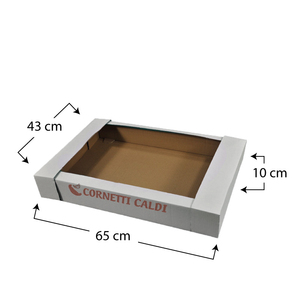 Boîte à croissants en carton blanc 43x65x10 cm avec patine interne pour l'emballage de Cornetti Caldi - Product Image 2