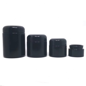Vente en gros de pots en verre cosmétiques ronds noirs uniques avec couvercles en plastique, emballages personnalisés de luxe pour beurre corporel, 1 oz, 2 oz, 120 ml, 250 ml, 500 ml - Product Image 1