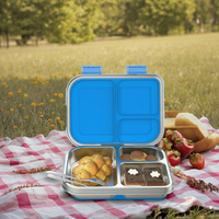 AOHEA Boîte à bento en acier inoxydable pour enfants Compartiments en silicone anti-fuite pour couvercle Passe au lave-vaisselle Boîte à lunch chauffante