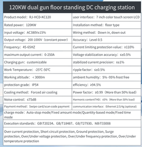Prix usine RoHS FCC Station de recharge DC pour VE 120 kW, simple ou double pistolet, montage au sol, EVSE commercial pour parking public - Product Image 2