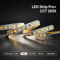 Bande LED Pro+ CCT 2835 128LEDs/m 8mm 24V 12W CRI 83+ 160LM/W Garantie 3 ans