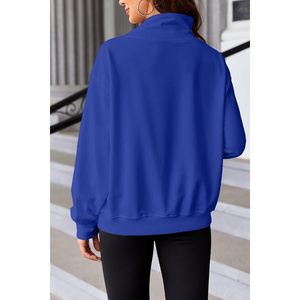 Sweat-shirt à col roulé oversize pour femme, pull à manches longues, hauts décontractés, anti-rides, tricoté en polyester - Product Image 3