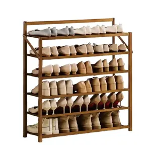 Shoe Rack for home natural tiers layer corner bamboo display portable wooden wood foldable organizer storage shoes shelves rack