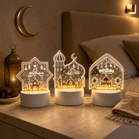 Lampe de nuit LED rechargeable par USB en plastique écologique pour la décoration de la maison musulmane, motif mosquée et croissant de lune, pour le Ramadan et les fêtes islamiques
