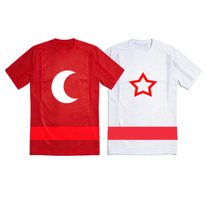 Maglia da Calcio Turca Personalizzata OEM ODM, Estiva, Traspirante, ad Asciugatura Rapida, Rossa e Bianca, per la Coppa del Mondo 2026 - Product Image 1