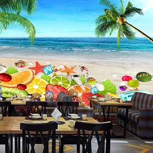 <span class=keywords><strong>Disegno</strong></span> della carta da parati 3d sfondo del succo del negozio di frutta della spiaggia di estate - Product Image 2