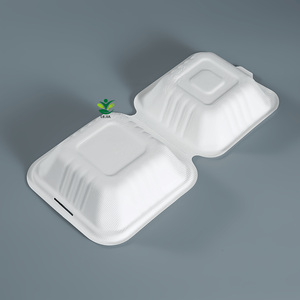 6 inci Biodegradable Sugarcane Bagasse Pulp Makanan Cepat kemasan <span class=keywords><strong>Burger</strong></span> kotak Clamshell UNTUK RESTORAN - Product Image 2