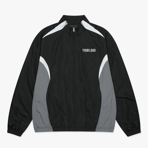 Survêtement unisexe Healy noir à blocs de couleur, fermeture éclair intégrale, col montant, design sportif avec poches latérales, matière polyester à séchage rapide - Product Image 2