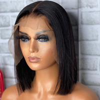 Vente Flash Perruques de Cheveux Humains Vierges Bruts Péruviens Courts Bob Full Lace pour Femmes Transparent 13x4 HD Lace Frontal