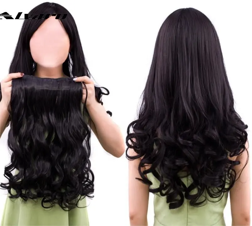 Estensione dei capelli sintetici lunghi 45cm con clip da 5 pezzi parrucca di estensione riccia 140g