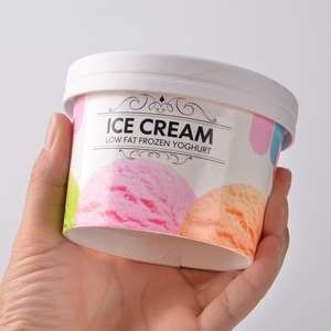 Milkshake imprimé personnalisé dégradable bol en papier de yaourt glacé contenant de tasse de crème glacée jetable - Product Image 1