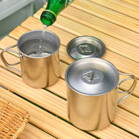 Couvercle de tasse en titane pur, bouteille d'eau d'extérieur entièrement en titane avec poignée, tasse à thé au lait portable résistante à la chaleur pour le camping, personnalisable