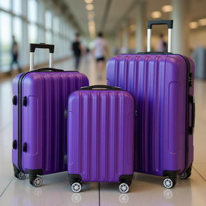 Juego de maletas Db 3 en 1 color morado, de gran capacidad, de plástico, con candado de combinación y 4 ruedas - Product Image 2