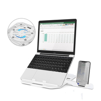 Support portable pliable en métal pour ordinateur portable avec support de téléphone 2-en-1, rehausseur rotatif à 360° pour bureau