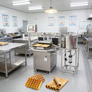 Machine automatique de fabrication de cornets de glace et de gaufrettes, ligne de production de cornets de sucre de différentes formes, <span class=keywords><strong>prix</strong></span> coût usine - Product Image 2