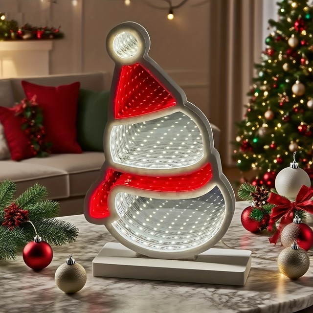 Source Factory Wholesale Snowman Infinity Mirror Neon Sign for Commercial Store Hotel Party Decoration OEM ODM