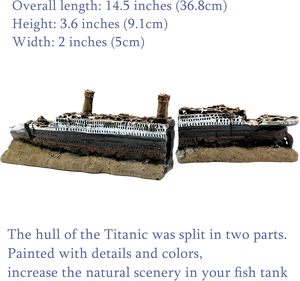 Antiek Romeins kolomruïne Europees kasteel hars aquariumdecoratie visbak schuilplaats (Titanic schipwreck) doos - Product Image 4