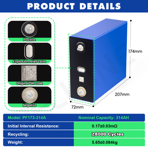 Batería Prismática LiFePO4 Cornex 314Ah 3.2V Grado A para Almacenamiento Solar, 10000 Ciclos, Alta Capacidad, Ciclo Profundo - Product Image 2