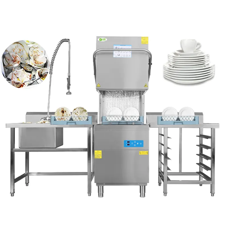Catering otel restoran mutfak ekipmanları bulaşık makinesi ticari kaput tipi bulaşık makinesi