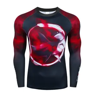 Custom Mma LOGO Men Shirt Long Sleeve Swim Suit Surf Rush Guards Printed Rashie UV Protection Quick Dry Rash Guard For Men