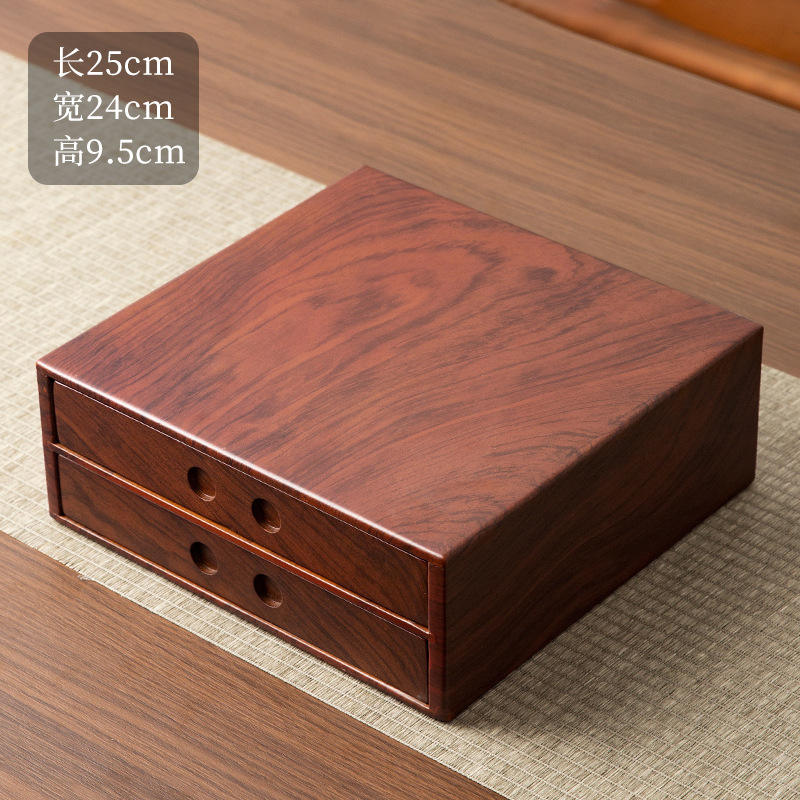 Boîte à thé à deux étages couleur bois de rose