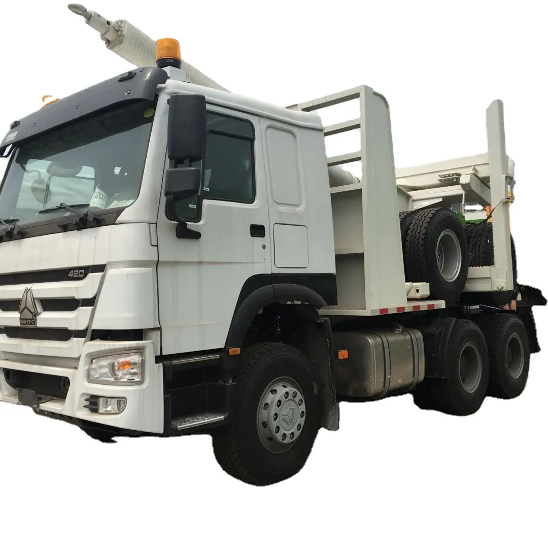 Sinotruk howo 420 hp log kamyon 3 aks ahşap taşıyıcı römork kereste taşıma günlüğü kamyon fiyat