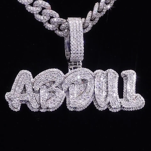 Liontin Moissanite Iced Out Vvs Dua Warna Perak 925 Berlapis Emas 18k Huruf Nama Kustom Hiphop Liontin Moissanite - Product Image 4