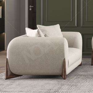 Ensemble de canapés sectionnels en tissu de laine d'agneau <span class=keywords><strong>blanc</strong></span> nordique NOVA, <span class=keywords><strong>fauteuil</strong></span> moderne en bouclette pour salon, utilisation hôtelière <span class=keywords><strong>gonflable</strong></span> - Product Image 2