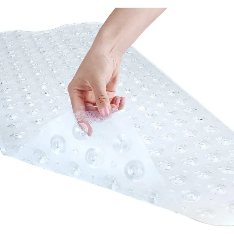Tappetino da bagno antiscivolo Extra-Large Anti-Slip 2024 per vendita a ventosa elastico in PVC trasparente antiscivolo tappetino da bagno antiscivolo