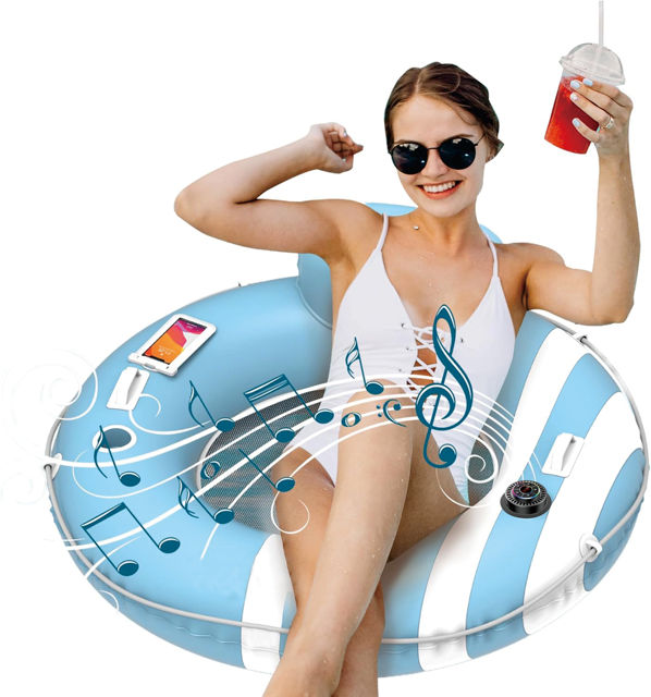 2026 Hot-Selling Swimming Ring Blue Tooth Speaker Waterproof Floating Speaker with Clock RGB Color Lights FM for Pool and Beach