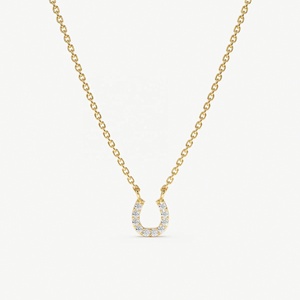 Nouveautés : Collier Pendentif Fer à Cheval en Argent Plaqué Or 14 carats avec Zircon Cubique Brillant, Bijoux de Mode Exquis pour Femme - Product Image 1