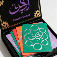 Boîte en étain pour cartes de tarot personnalisées esthétiques avec logo, cartes inspirantes en feuille d'or, papier laminé imperméable pour jeu