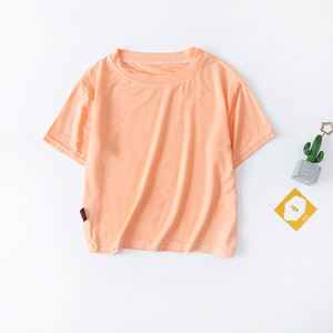 T-shirt à manches courtes pour enfants 2022, impression de logo personnalisée, coton Monel uni, t-shirts pour bébés filles et garçons - Product Image 4