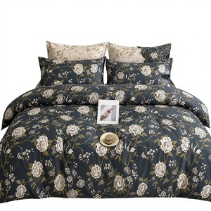 Juego de Ropa de Cama de Lujo con Diseño de Peonías, Envío Directo desde la UE, Edredón Reversible de Algodón Azul Marino 160x200 200x220cm, Envío desde Polonia - Product Image 1