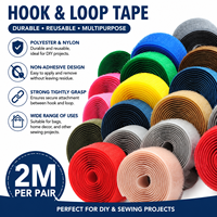 Bande adhésive double face en polyester/nylon de 2m/paire pour la maison, le canapé, la literie, les fournitures de couture DIY, autocollant auto-agrippant en tissu