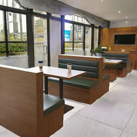 Meubles de restauration rapide modernes sur mesure pour sushis, banc mural long, table de salle à manger de luxe pour café, ensemble de chaises en cuir pour restaurant