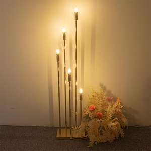 Suministros de boda, soporte de <span class=keywords><strong>10</strong></span> cabezas, para el hogar candelabro, centro de mesa dorado de Metal, pilar de pasarela para decoración de escenario de boda - Product Image 3